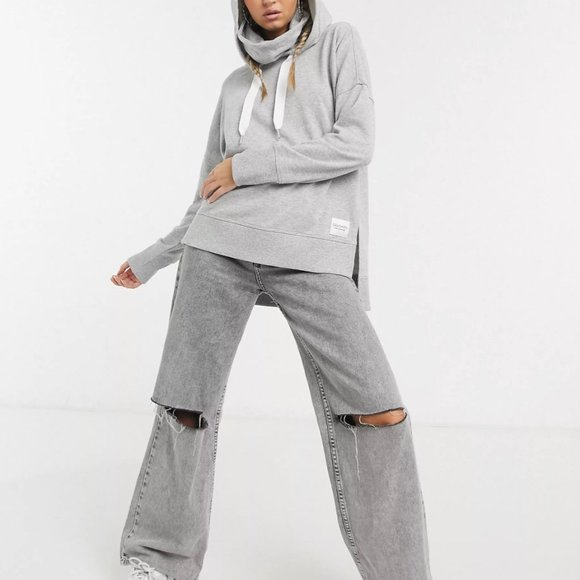 💖MEGA SALE💖Calvin Klein PFCT3912 Women's Mask Funnel Neck Grey Hoodie Cotton - Picture 6 of 8